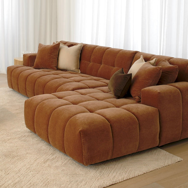 Valletta 3 Seater with Chaise - Mystique Biscoff