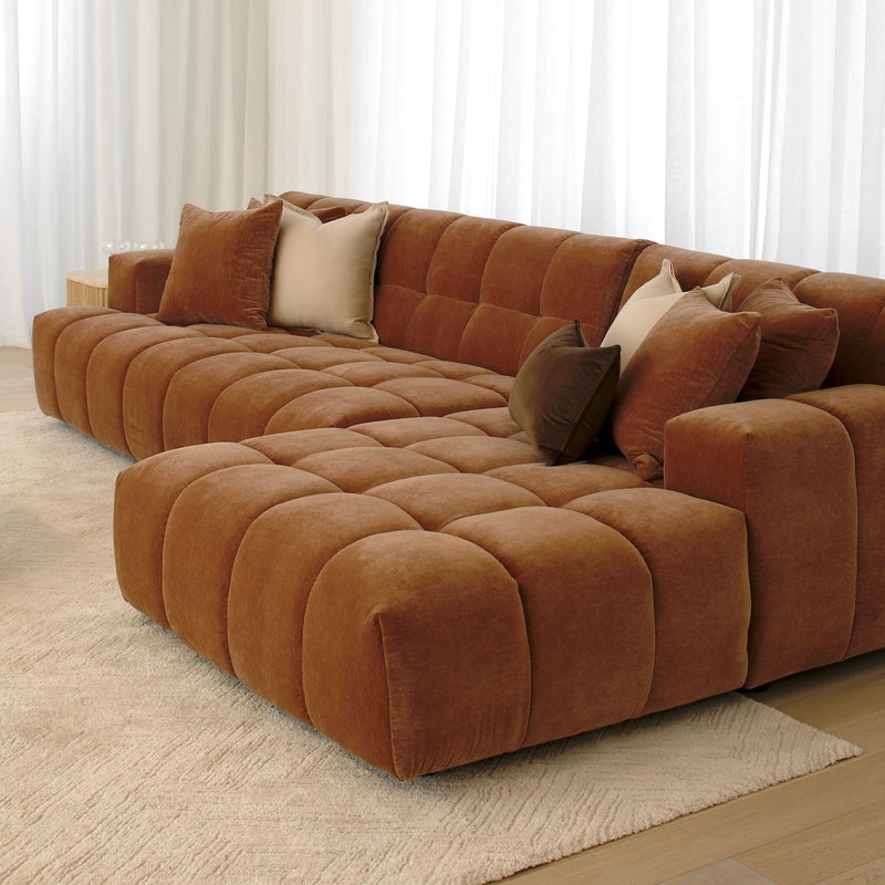 Valletta 3 Seater with Chaise - Mystique Biscoff