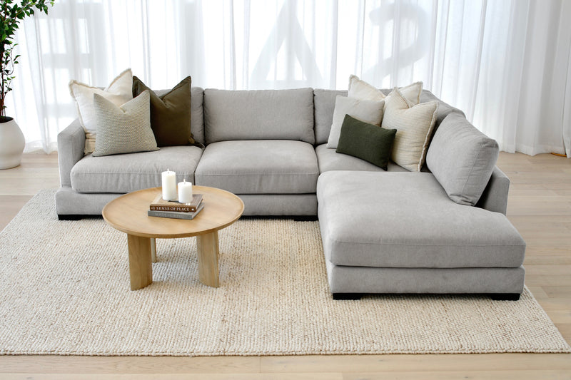 Xavier 3 Seater Chaise Lounge - Pebble
