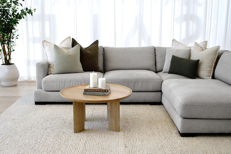 Xavier 3 Seater Chaise Lounge - Pebble