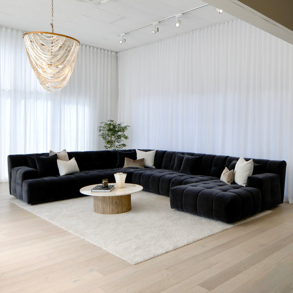 Valletta Corner Modular with Chaise - Mystique Caviar
