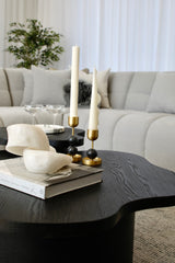 Beaded Fountain Large Brass Candle Holder - Charcoal