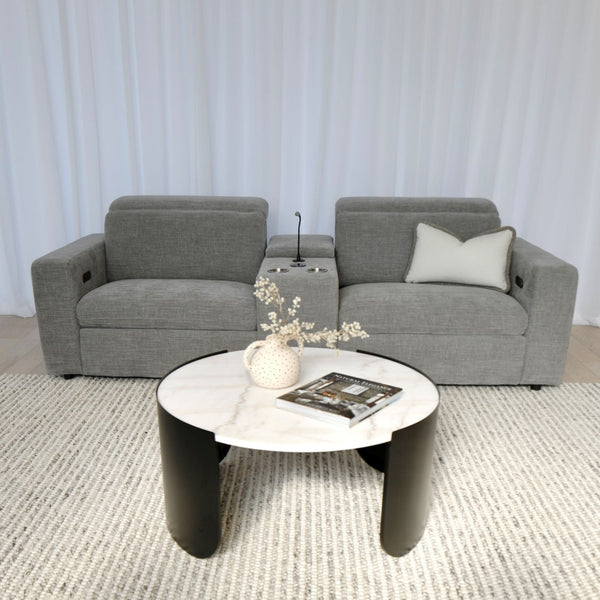 Newport 3 Piece Loveseat with Power Recliners - Top Storm