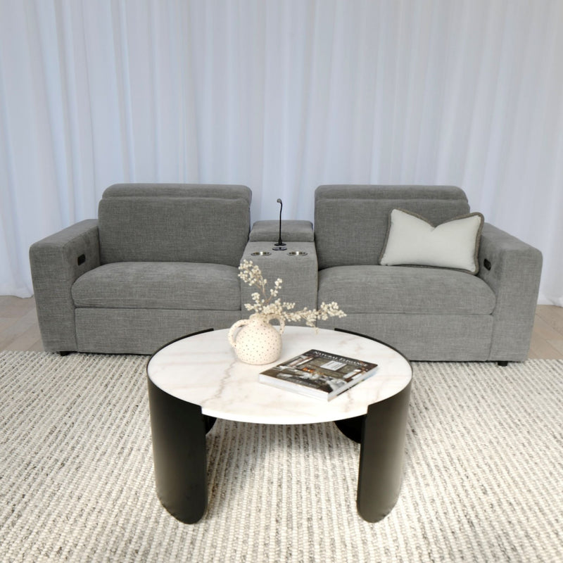 Newport 3 Piece Loveseat with Power Recliners - Top Storm