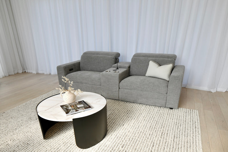 Newport 3 Piece Loveseat with Power Recliners - Top Storm