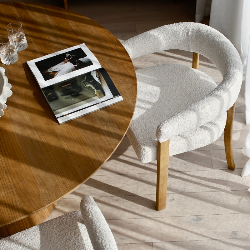 Berlin Dining Chair - White Boucle