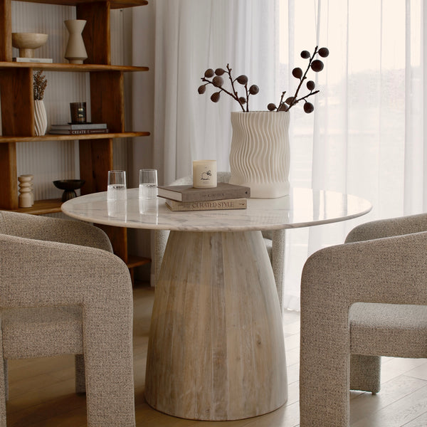 Sia Marble Wood Dining Table