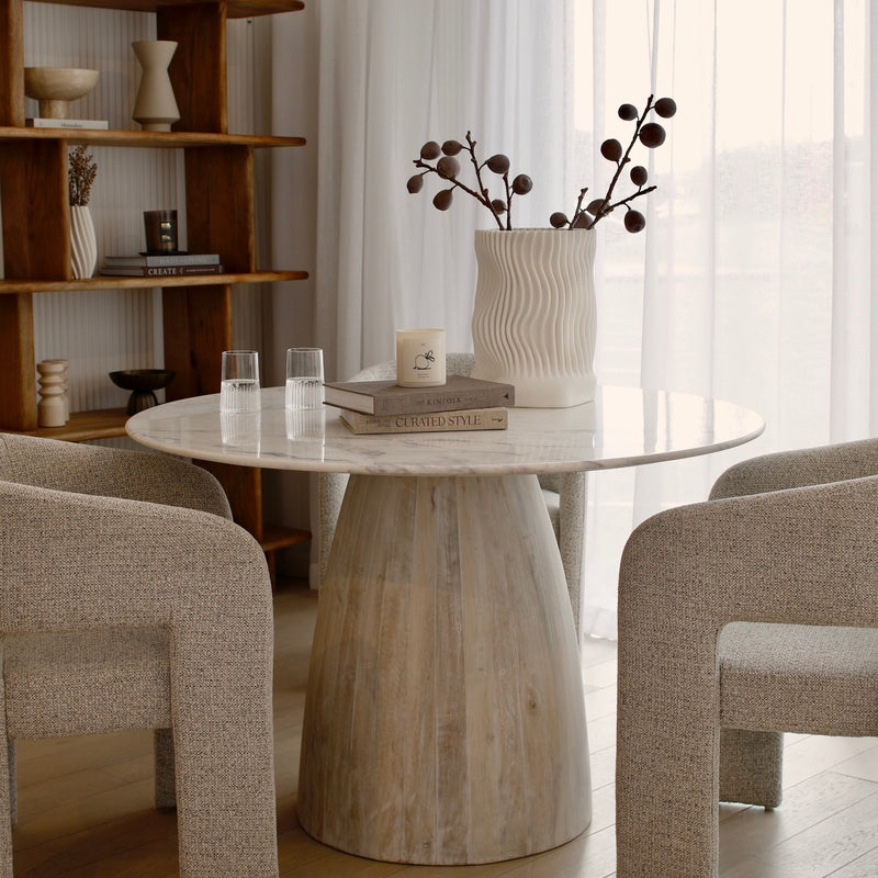 Alora Marble Wood Dining Table