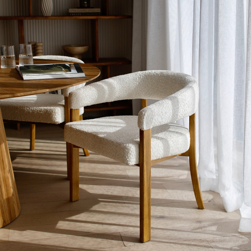 Berlin Dining Chair - White Boucle