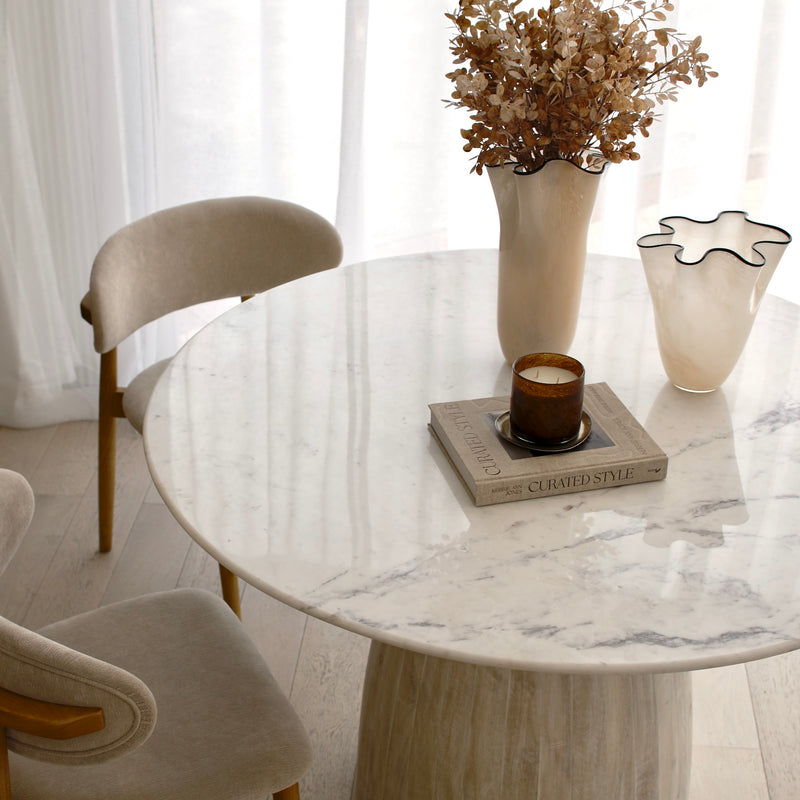 Alora Marble Wood Dining Table
