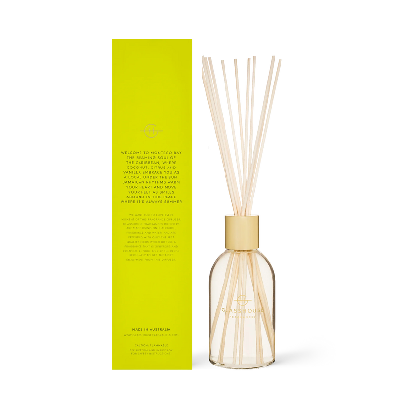 Glasshouse 250ml Montego Bay Rhythm Diffuser - Coconut & Lime