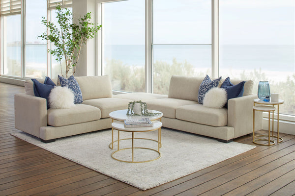 Harlow 4 Seater Lounge with Ottoman - Sand