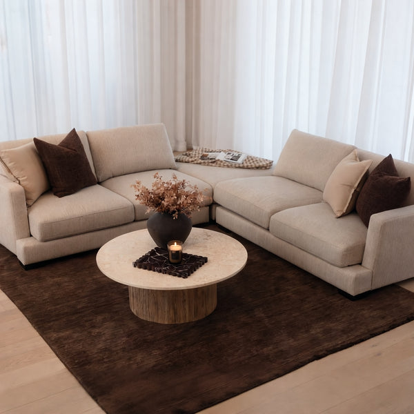 Harlow 4 Seater Lounge with Ottoman - Sand