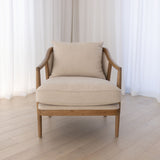 Harrington Arm Chair - Flaxseed with Antique Oak Legs