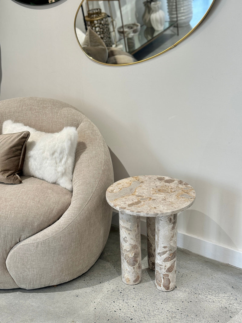 Marco Marble Side Table - Taupe