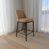 Ellery Counter Stool - Camel with Walnut Legs