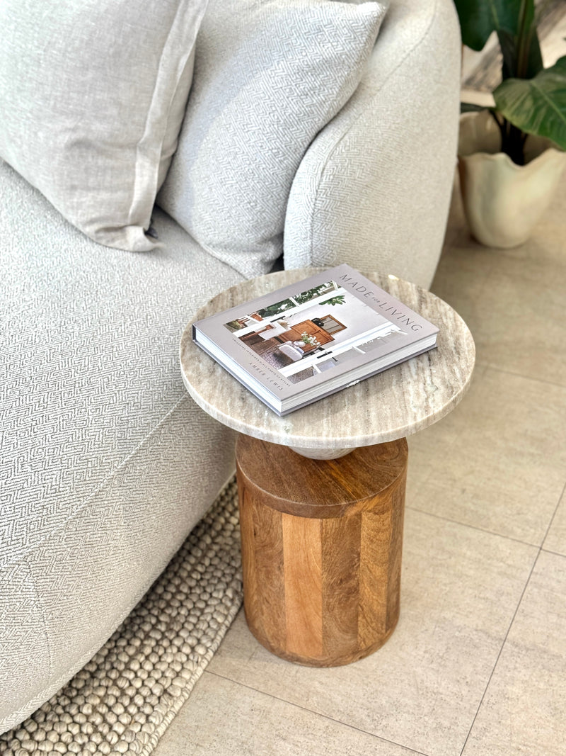 Sfera Marble Wood Side Table