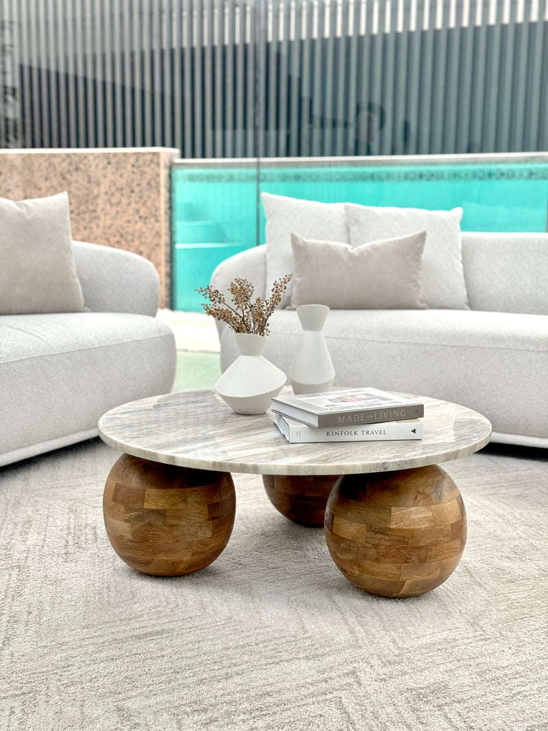 Sfera Marble Wood Coffee Table