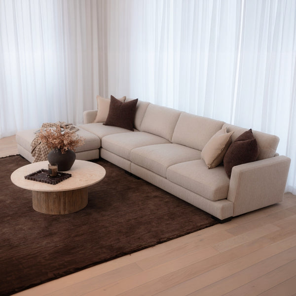 Harlow 4 Seater Lounge with Ottoman - Sand