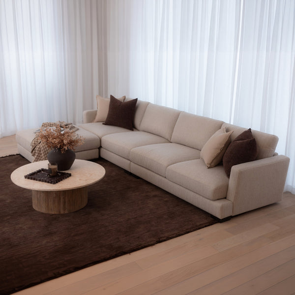 Harlow 4 Seater Lounge with Ottoman - Sand