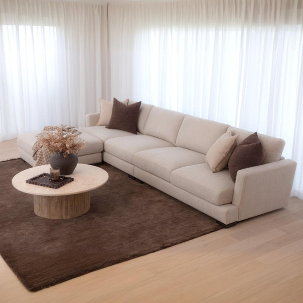 Harlow 4 Seater Lounge with Ottoman - Sand