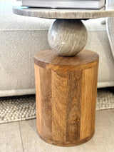 Sfera Marble Wood Side Table