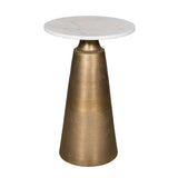 Cone Side Table - Brass Base Marble Top