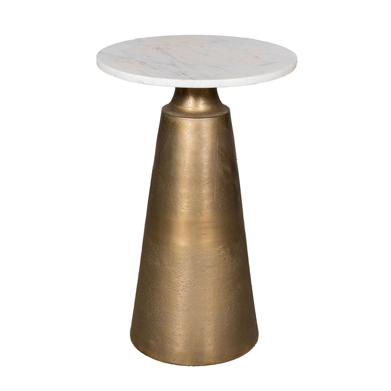 Cone Side Table - Brass Base Marble Top