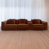 Lorde 3 Seater with 2 Recliners and Console - Provence Cinnamon