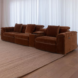 Lorde 3 Seater with 2 Recliners and Console - Provence Cinnamon