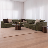 Lorde 6 Piece Recliner Lounge with Armless Chairs - Provence Olive