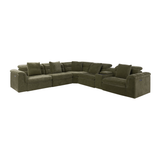 Lorde 6 Piece Recliner Lounge with Armless Chairs - Provence Olive