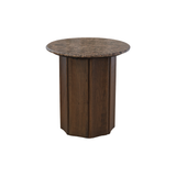 Luna Marble Wood Side Table