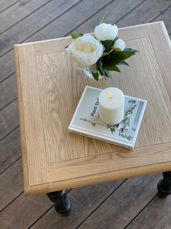 Lyon Oak Wood End Table - Black & Natural