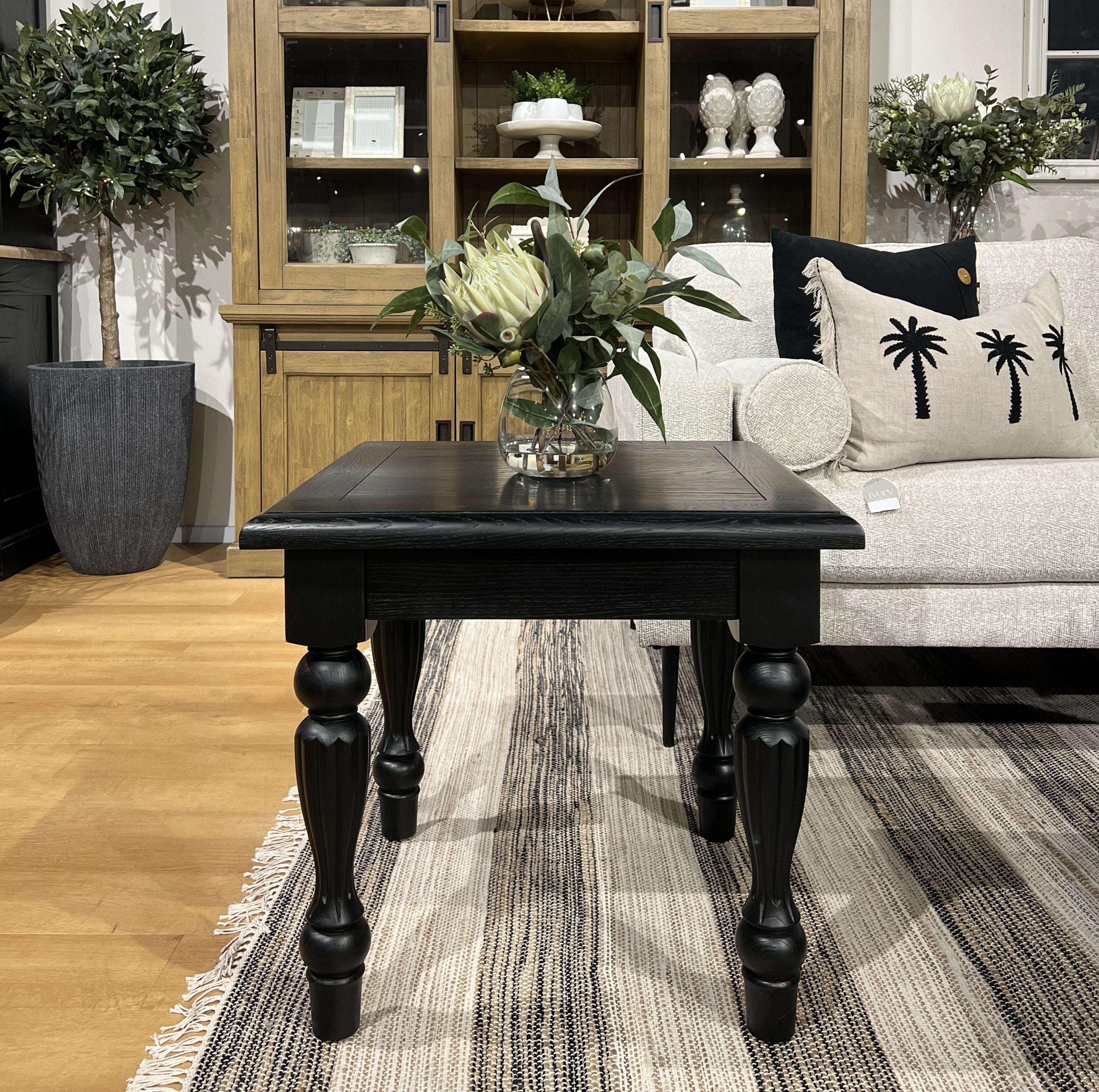 Lyon Oak Wood End Table - Black – The Furniture Gallery