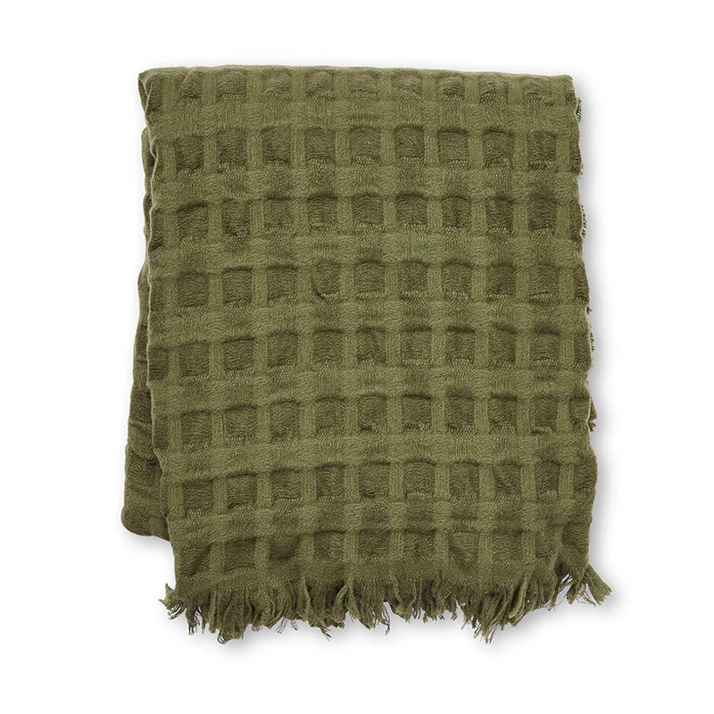 Blake Waffle Throw - Olive