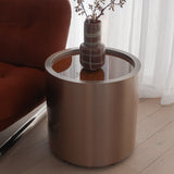 Chroma Side Table - Cocoa Glass Top & Brushed Bronze Base