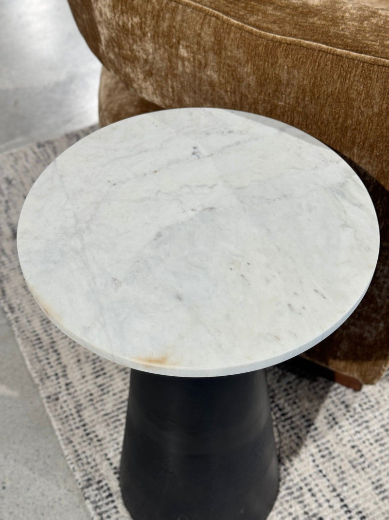 Cone Side Table - Black base Marble top