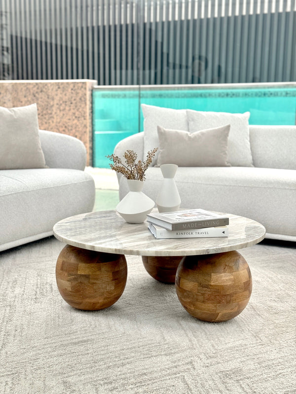 Sfera Marble Wood Coffee Table