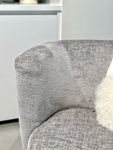 Chenille Armchair - Grey/Walnut