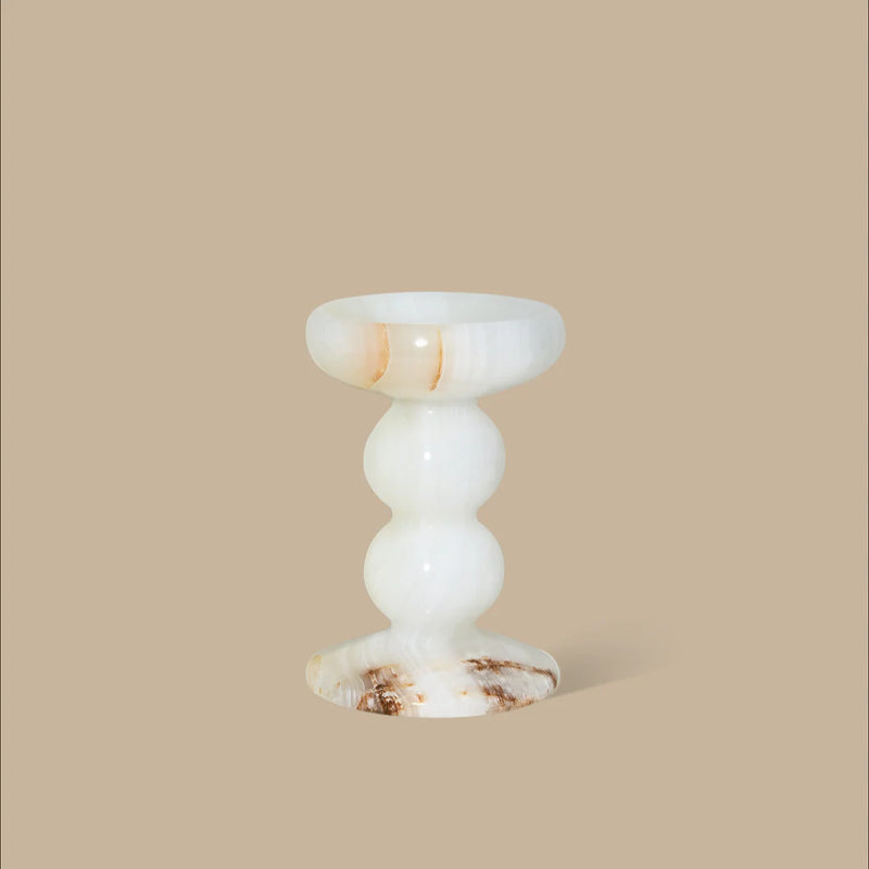 Orb White Onyx Candle Holder - Medium