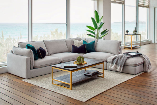 Oregon Corner Suite with Ottoman - Pebble