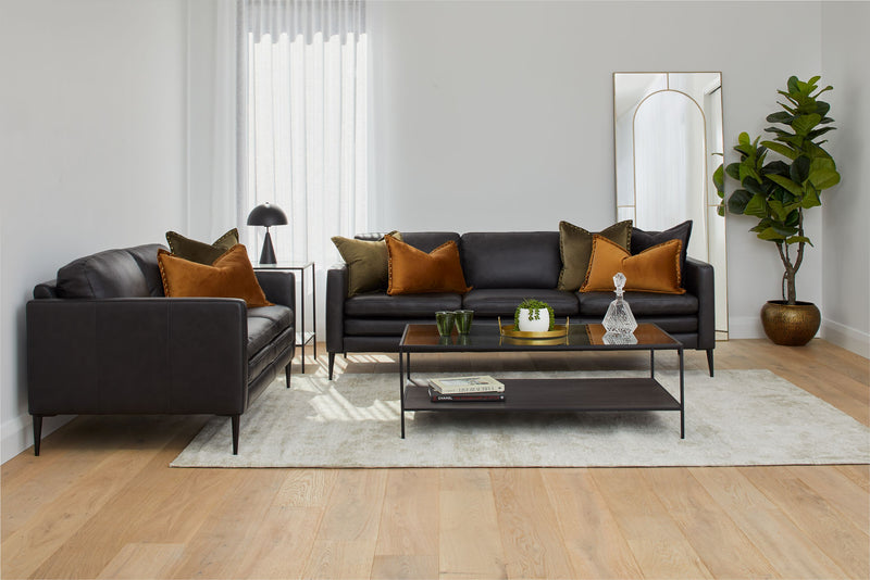 Oslo 3 Seater Leather Sofa - Caviar