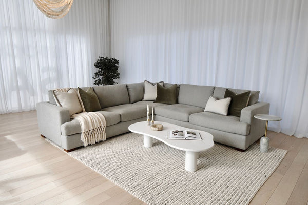 Monaco Corner Lounge - 5 Extra Wide Seats - Light Grey