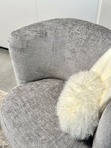 Chenille Armchair - Grey/Walnut