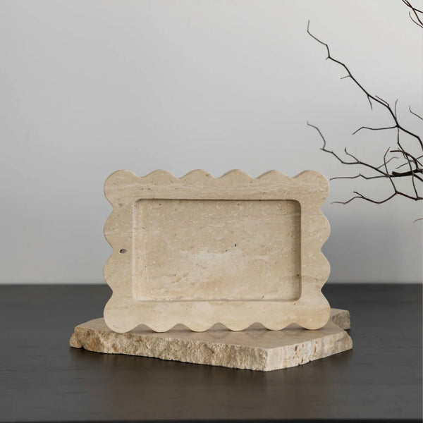 Palazzo Small Scalloped Tray - Beige Travertine