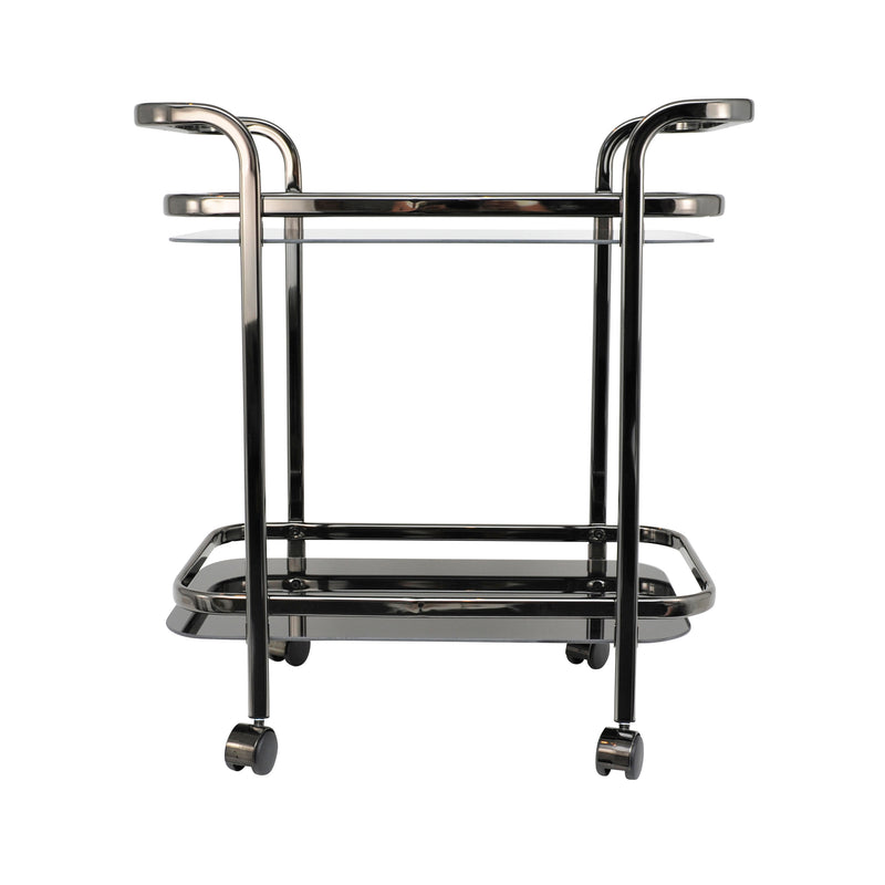 Trist Nickel Black Glass Trolley - Black