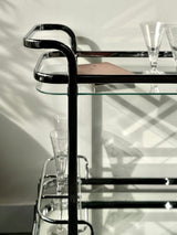 Lounge Mirror Bottle Holder Bar Cart - Silver