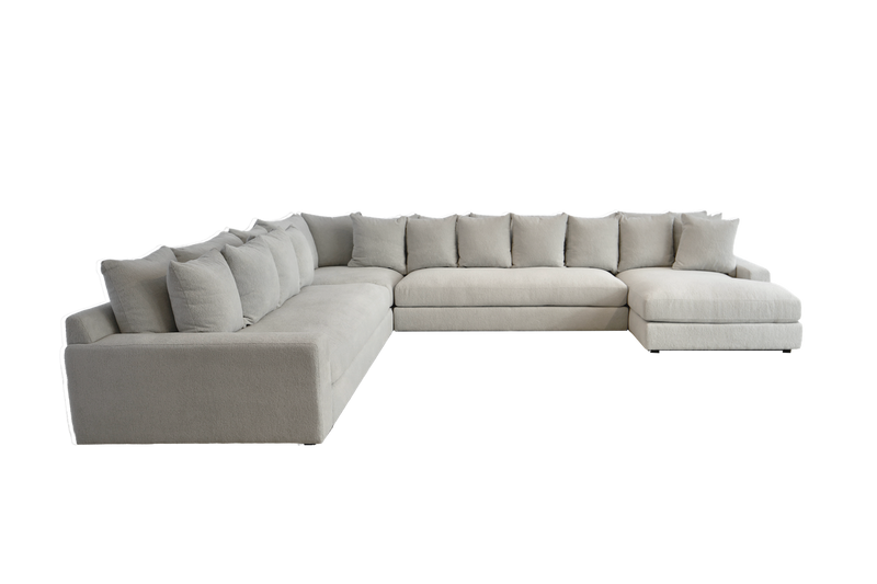 Sidney 6 Seater Corner Modular with Chaise - Cuddle Grey Gum