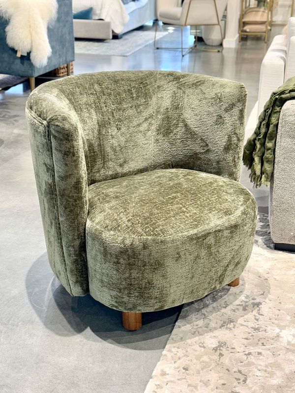 Chenille Armchair - Sage/Walnut